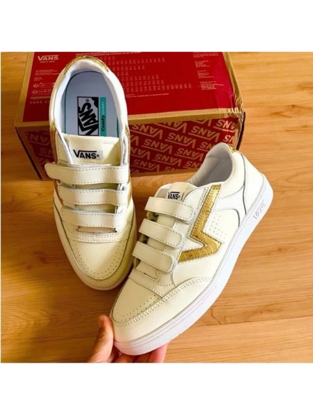 Vans Lowland Cc V (Metallic V) Marshmallow Leather Women Size 7.5 US